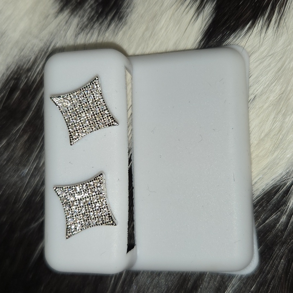 Moissonite Sterling Silver 925 Square Stud Earrings